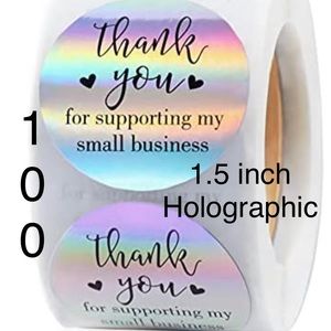 LAST SET! 100 HOLOGRAPHIC SILVER stickers 1.5 inch